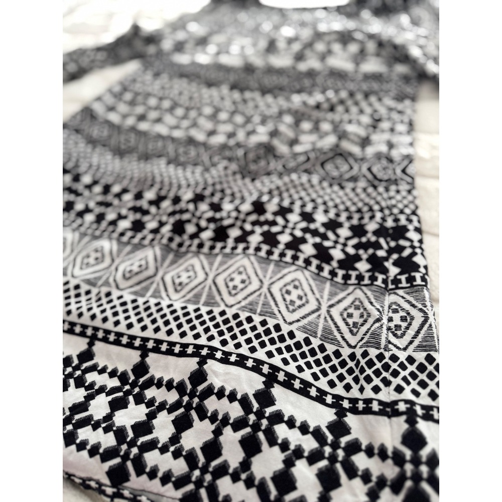 Mossimo Black White Tribal Geometric Shift Dress 3/4 Sleeve Boho Small - Picture 7 of 9